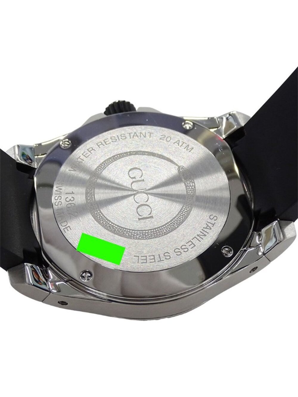Gucci Watch Dive Snake Date Quartz Stainless Steel Rubber 136.2 Black Polished - Picture 7 of 13